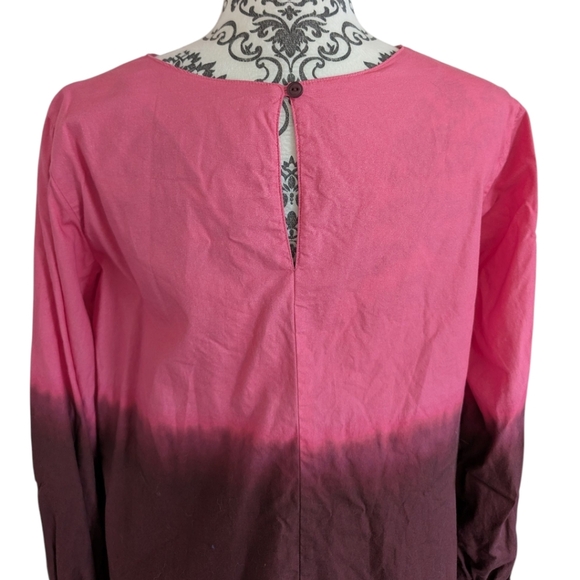 Anthropologie Porridge Dorothea Blouse Dainty Cottage Women M Retro Pink Dip Dye - Picture 5 of 11